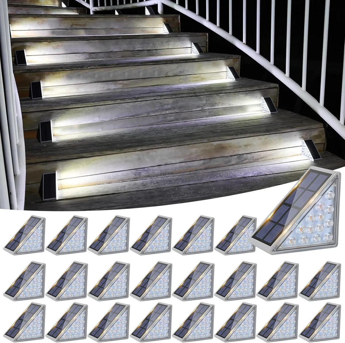 VOLISUN Solar Stair Lights 6 Pack, Solar Step Lights Outdoor Waterproof