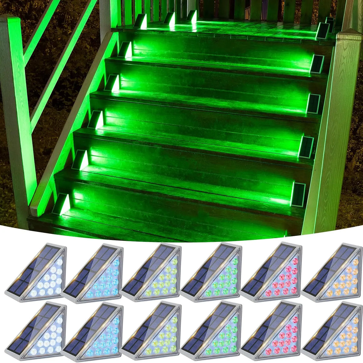 VOLISUN Solar Stair Lights 6 Pack, Solar Step Lights Outdoor Waterproof