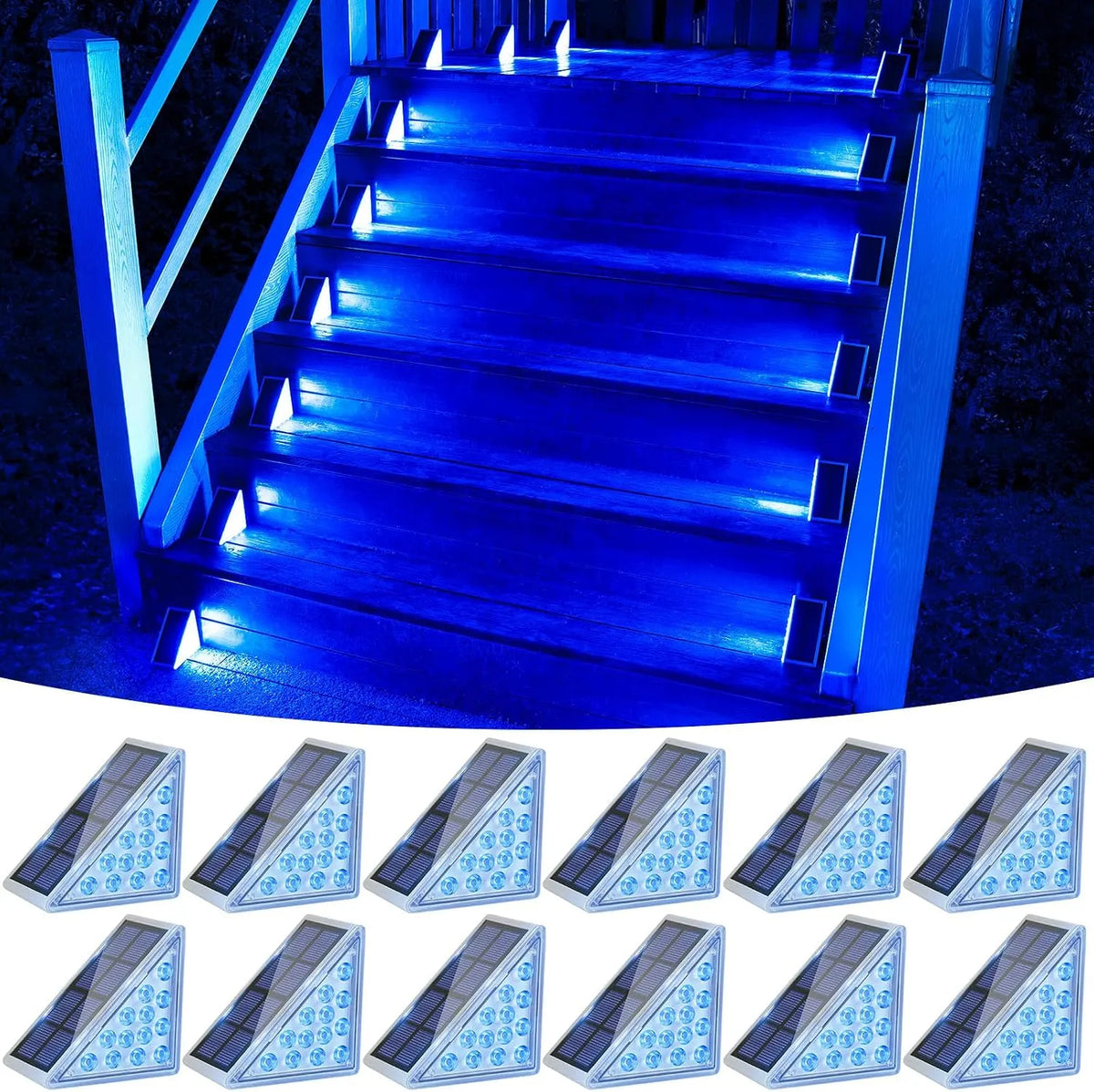 VOLISUN Solar Stair Lights 6 Pack, Solar Step Lights Outdoor Waterproof