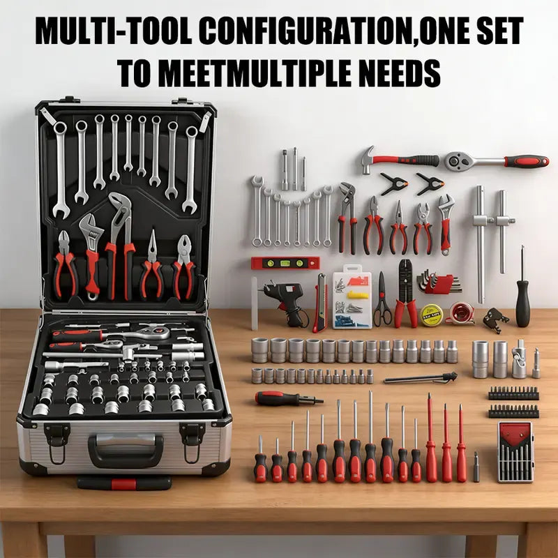 899PCS Tool Set,Aluminum Rolling Tool Chest with 4 Drawers,Complete Mechanic & Home Repair Kit
