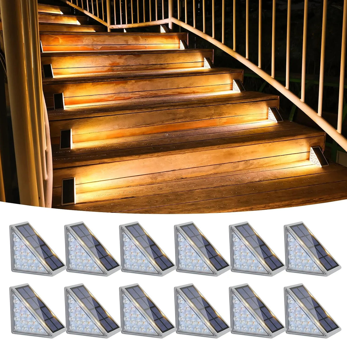 VOLISUN Solar Stair Lights 6 Pack, Solar Step Lights Outdoor Waterproof