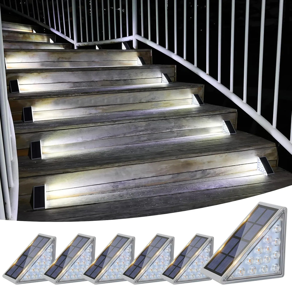 VOLISUN Solar Stair Lights 6 Pack, Solar Step Lights Outdoor Waterproof