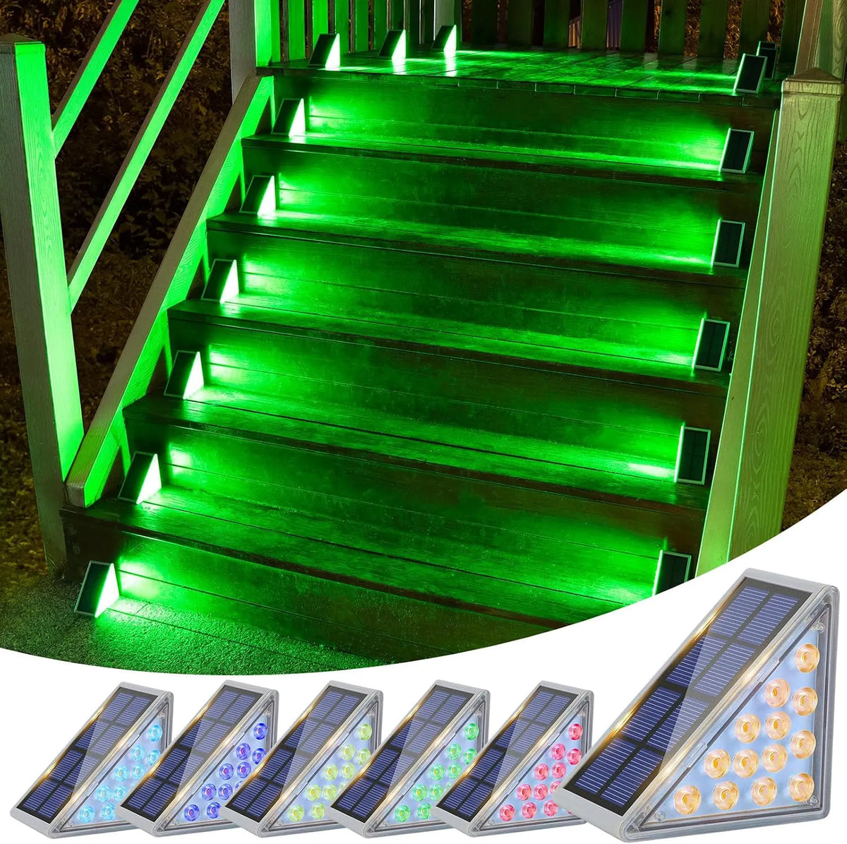 VOLISUN Solar Stair Lights 6 Pack, Solar Step Lights Outdoor Waterproof