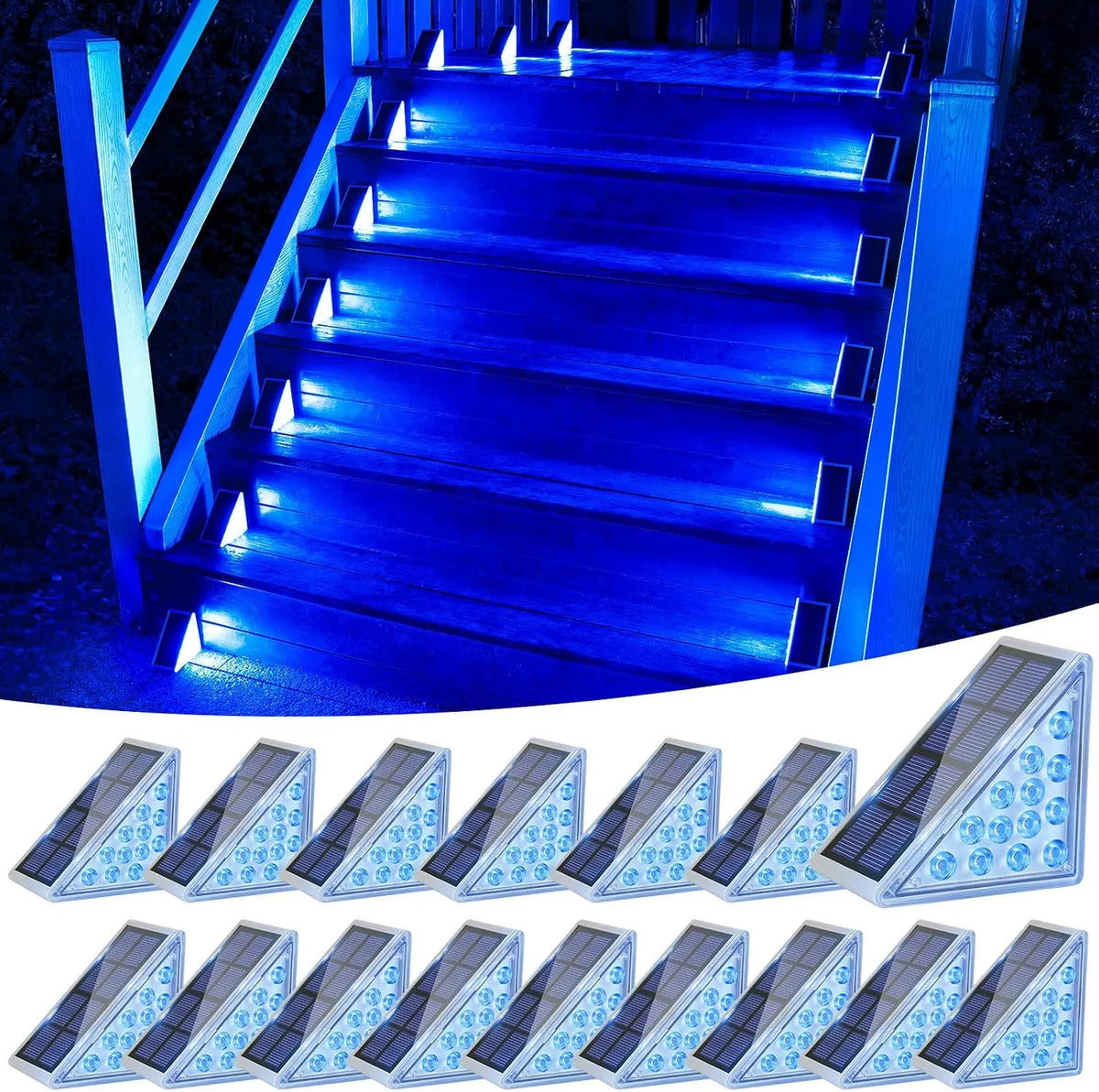 VOLISUN Solar Stair Lights 6 Pack, Solar Step Lights Outdoor Waterproof