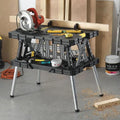 Portable Folding Table Tool Storage Stand Workbench Sawhorse with 12" Clamps