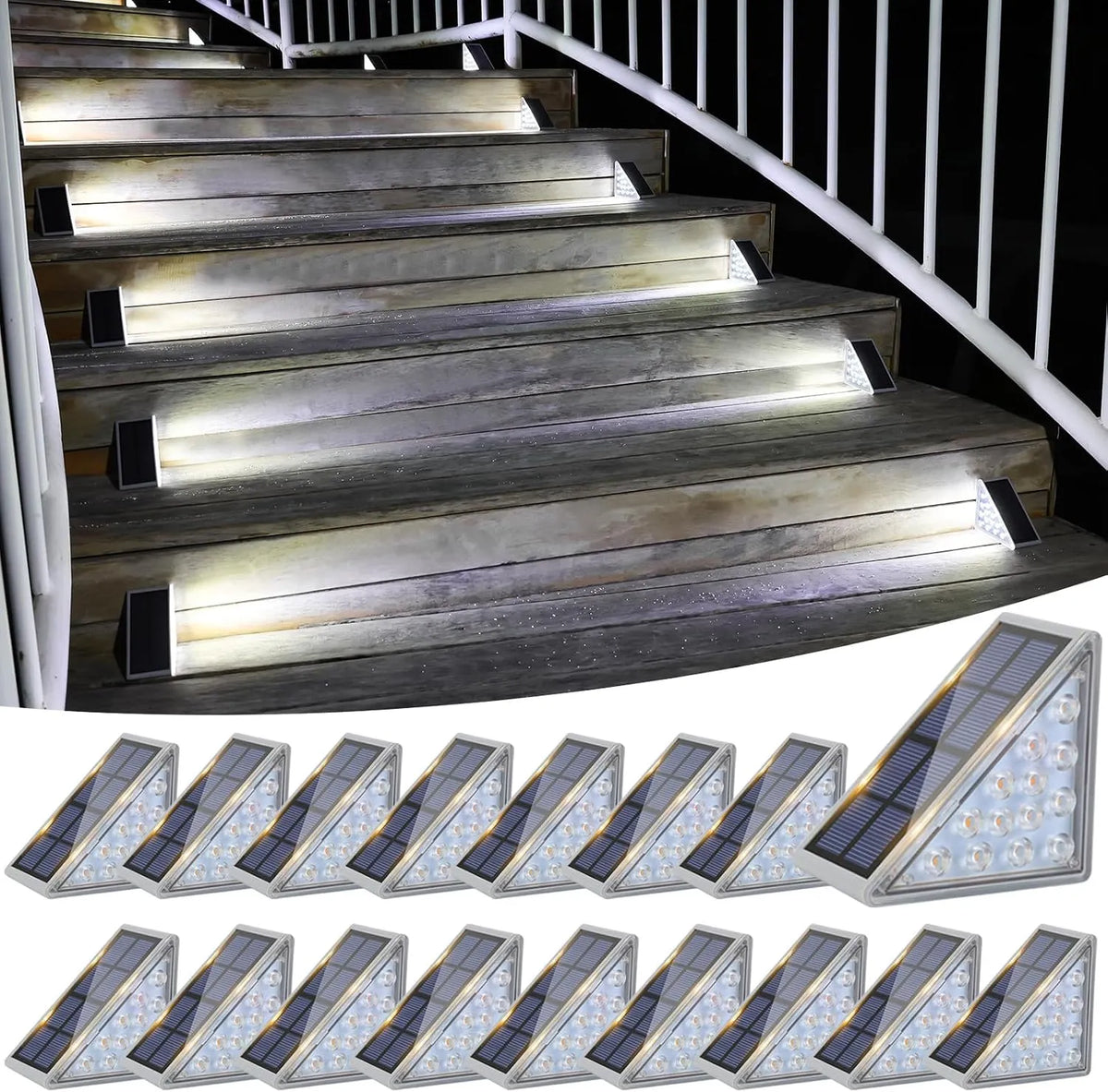 VOLISUN Solar Stair Lights 6 Pack, Solar Step Lights Outdoor Waterproof