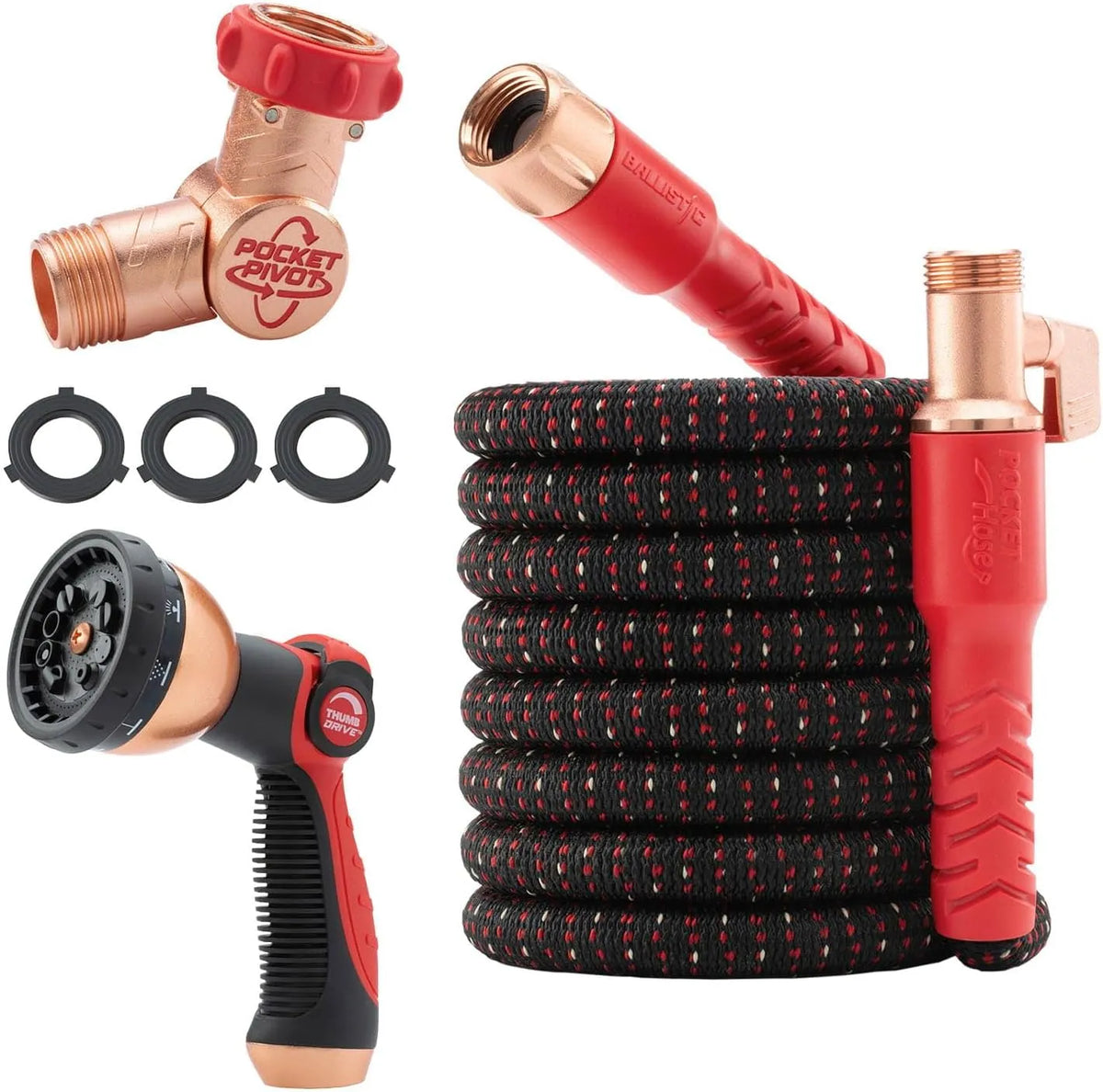 Pocket Hose Ballistic 100 FT Expandable Garden Hose, No-Kink, As Seen on TV