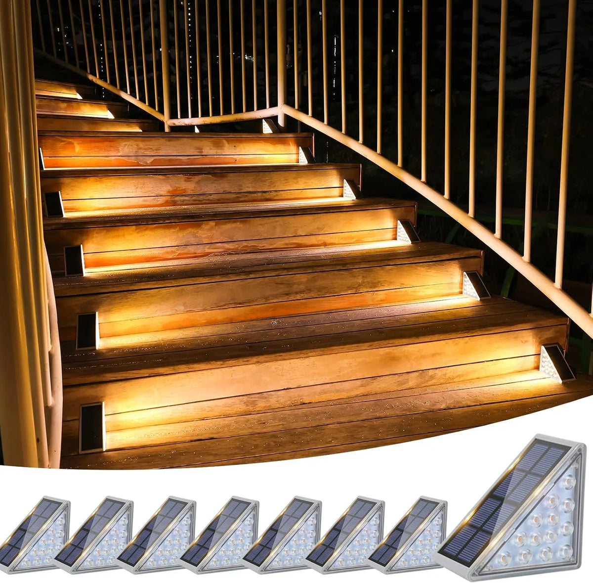 VOLISUN Solar Stair Lights 6 Pack, Solar Step Lights Outdoor Waterproof