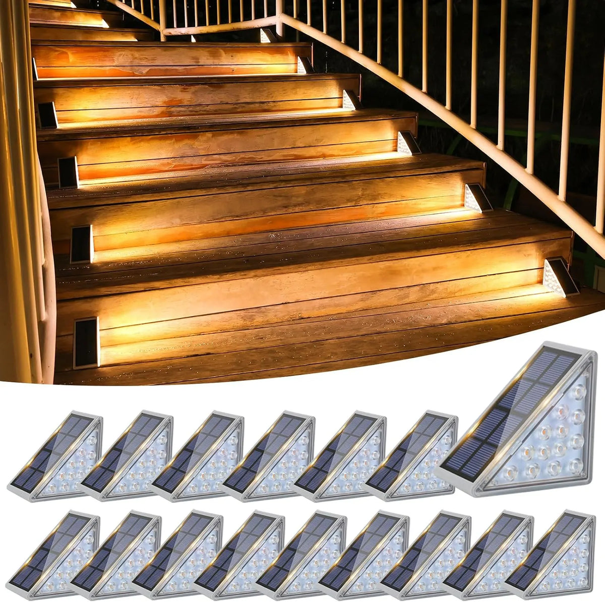 VOLISUN Solar Stair Lights 6 Pack, Solar Step Lights Outdoor Waterproof