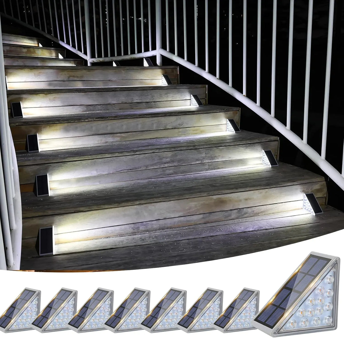 VOLISUN Solar Stair Lights 6 Pack, Solar Step Lights Outdoor Waterproof