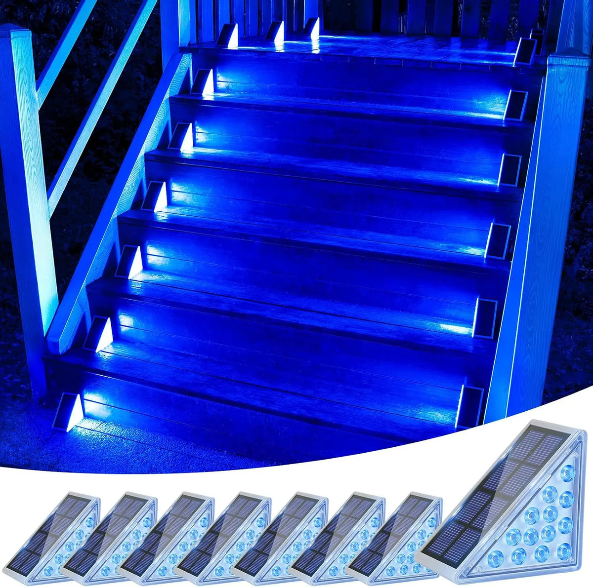VOLISUN Solar Stair Lights 6 Pack, Solar Step Lights Outdoor Waterproof