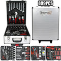 899PCS Tool Set,Aluminum Rolling Tool Chest with 4 Drawers,Complete Mechanic & Home Repair Kit