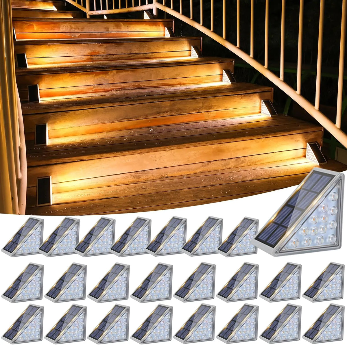 VOLISUN Solar Stair Lights 6 Pack, Solar Step Lights Outdoor Waterproof